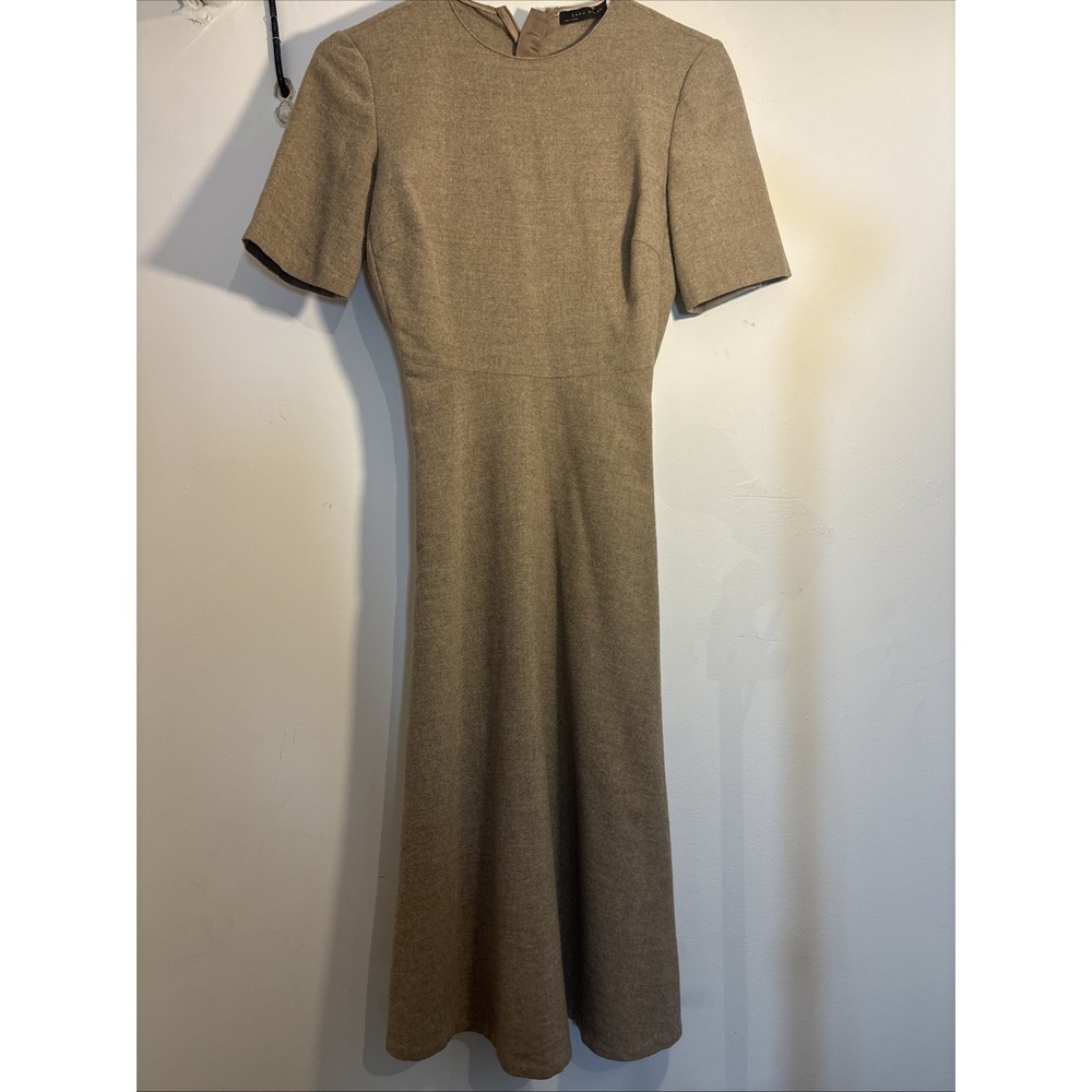ZARA Wool Bend Brown Midi Dress SIZE SMALL EUC